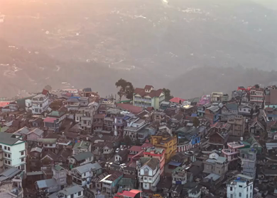 Aerial Drone View of Kohima City on Hills, Nagaland, Northeast India