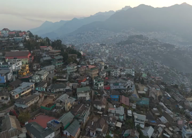 Aerial Drone View of Kohima City on Hills, Nagaland, Northeast India