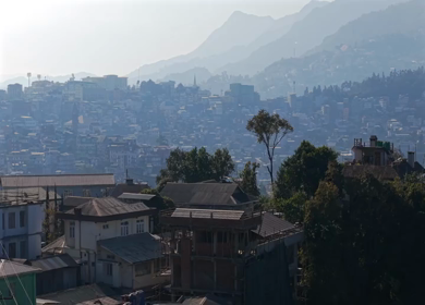 Aerial Drone View of Kohima City on Hills, Nagaland, Northeast India