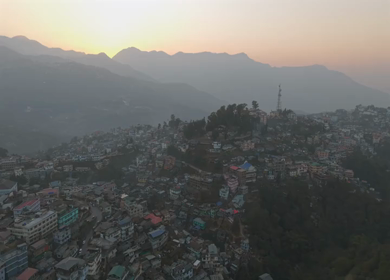 Aerial Drone View of Kohima City on Hills, Nagaland, Northeast India