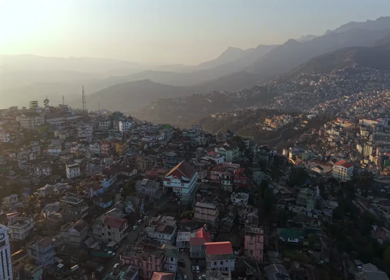 Aerial Drone View of Kohima City on Hills, Nagaland, Northeast India