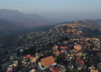 Aerial Drone View of Kohima City on Hills, Nagaland, Northeast India