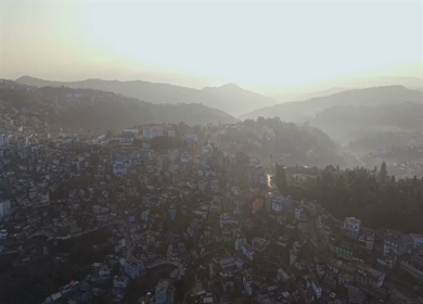 Aerial Drone View of Kohima City on Hills, Nagaland, Northeast India
