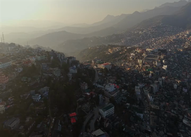 Aerial Drone View of Kohima City on Hills, Nagaland, Northeast India