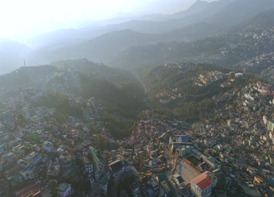 Aerial Drone View of Kohima City on Hills, Nagaland, Northeast India