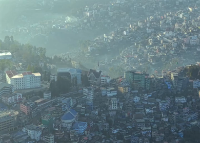 Aerial Drone View of Kohima City on Hills, Nagaland, Northeast India