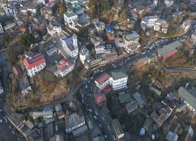 Aerial Drone View of Kohima City on Hills, Nagaland, Northeast India