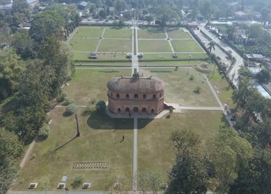 Aerial Drone View of Kohima War Cemetery and Cityscape, Nagaland, India