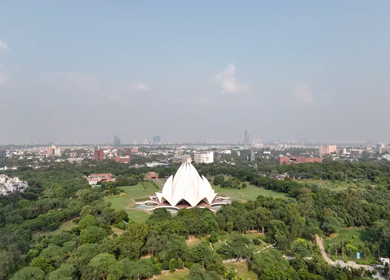 Aerial Drone View of Lotus Temple, Delhi, India