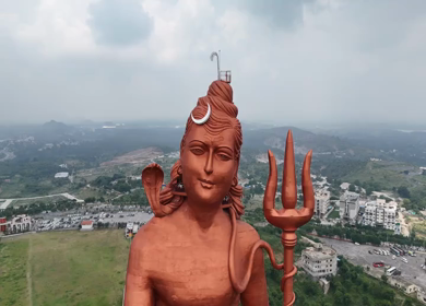 Aerial Drone View of Statue of Belief,  the world’s tallest Shiva statue, Rajasthan, India