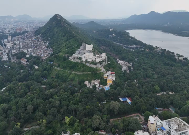 Aerial Drone View of Udaipur City, Rajasthan, India