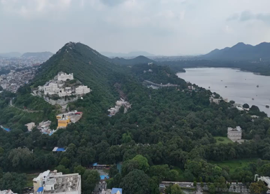 Aerial Drone View of Udaipur City, Rajasthan, India