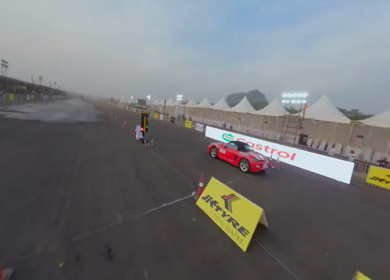 30th March 2026 : Aerial FPV Shot of Sports Car Racing Event Track in Kashmir India