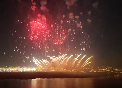 Aerial Fireworks Over Varanasi During Dev Deepawali Festival India