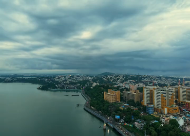 Aerial Hyperlapse of Bhopal City, Lakes and Monsoon Clouds