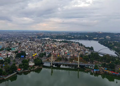 Aerial Hyperlapse of Bhopal City, Lakes and Monsoon Clouds