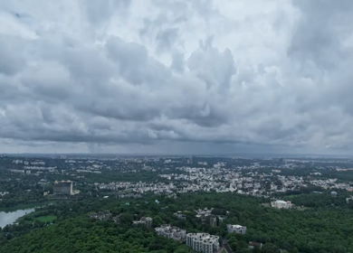 Aerial Hyperlapse of Bhopal City Under Dramatic Monsoon Clouds