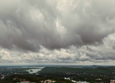 Aerial Hyperlapse of Bhopal City Under Dramatic Monsoon Clouds
