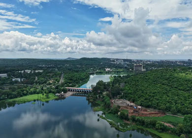 Aerial Hyperlapse of Bhopal City Under Dramatic Monsoon Clouds