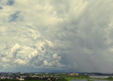 Aerial Hyperlapse of Bhopal City Under Dramatic Monsoon Clouds