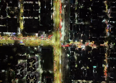 Aerial Night Shot of Anna Nagar Flyover and Traffic Chennai India