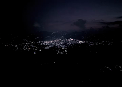 Aerial Night View of Almora Town Uttarakhand India