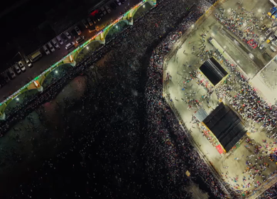 12th May 2025 : Aerial Night View of Azhagar Festival Crowd Near Vaigai River in Madurai Tamil Nadu India
