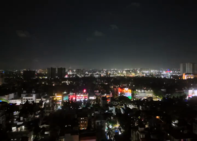 Aerial Night View of CMRL Building Illuminated in Chennai India
