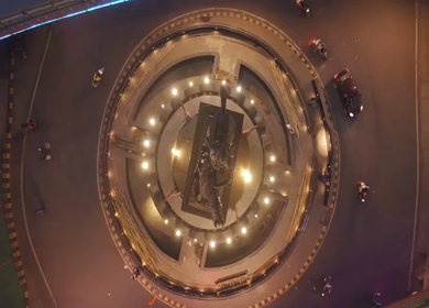 19th February 2026 : Aerial Night View of Chhatrapati Shivaji Maharaj Statue at Kranti Chowk Sambhajinagar Maharashtra India