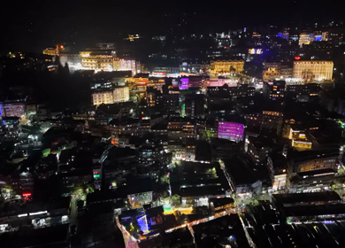 Aerial Night View of Darjeeling City Lights in Himalayan Hills India