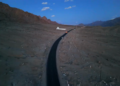 Aerial Night View of Desert Highway Crossing the Mountains of Ladakh India