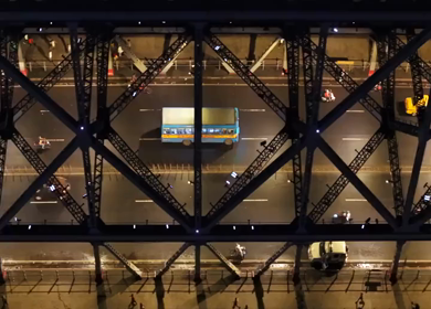 Aerial Night View of Howrah Bridge Kolkata India