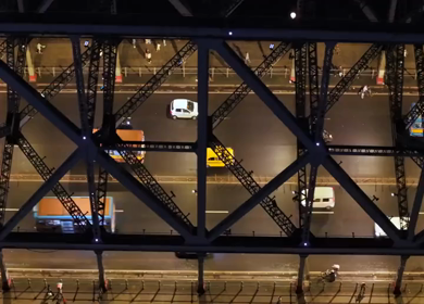 Aerial Night View of Howrah Bridge Kolkata India