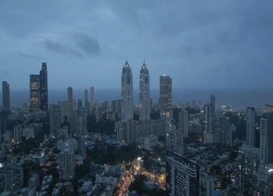Aerial Night View of Mumbai Cityscape and Imperial Towers Maharashtra