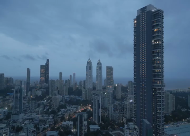 Aerial Night View of Mumbai Cityscape and Imperial Towers Maharashtra