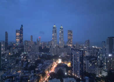 Aerial Night View of Mumbai Cityscape and Imperial Towers Maharashtra