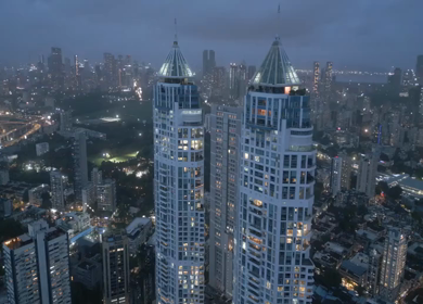 Aerial Night View of Mumbai Cityscape and Imperial Towers Maharashtra