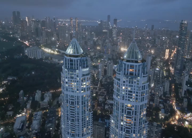 Aerial Night View of Mumbai Cityscape and Imperial Towers Maharashtra