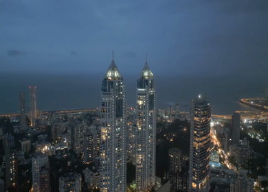 Aerial Night View of Mumbai Cityscape and Imperial Towers Maharashtra