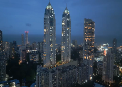 Aerial Night View of Mumbai Cityscape and Imperial Towers Maharashtra
