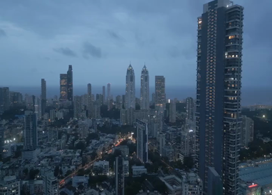 Aerial Night View of Mumbai Cityscape and Imperial Towers Maharashtra