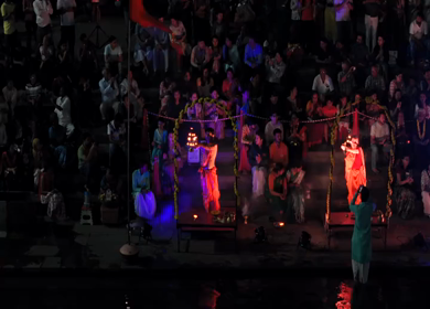 20th April 2026 : Aerial Night View of Nashik Godavari Aarti Ceremony Maharashtra India