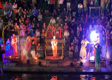 20th April 2026 : Aerial Night View of Nashik Godavari Aarti Ceremony Maharashtra India
