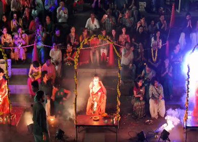 20th April 2026 : Aerial Night View of Nashik Godavari Aarti Ceremony Maharashtra India