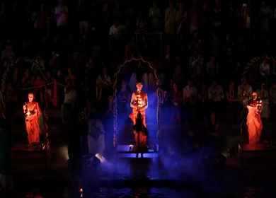 20th April 2026 : Aerial Night View of Nashik Godavari Aarti Ceremony Maharashtra India