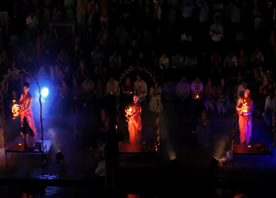 20th April 2026 : Aerial Night View of Nashik Godavari Aarti Ceremony Maharashtra India