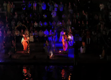 20th April 2026 : Aerial Night View of Nashik Godavari Aarti Ceremony Maharashtra India
