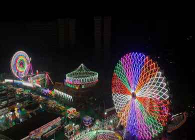 Aerial Night View of Pushkar Mela Fairground Rajasthan