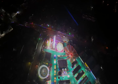 Aerial Night View of Pushkar Mela Fairground Rajasthan