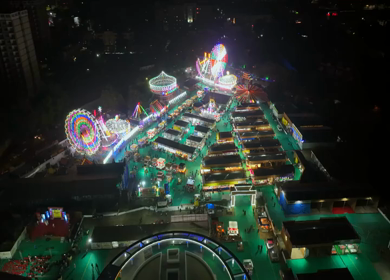 Aerial Night View of Pushkar Mela Fairground Rajasthan